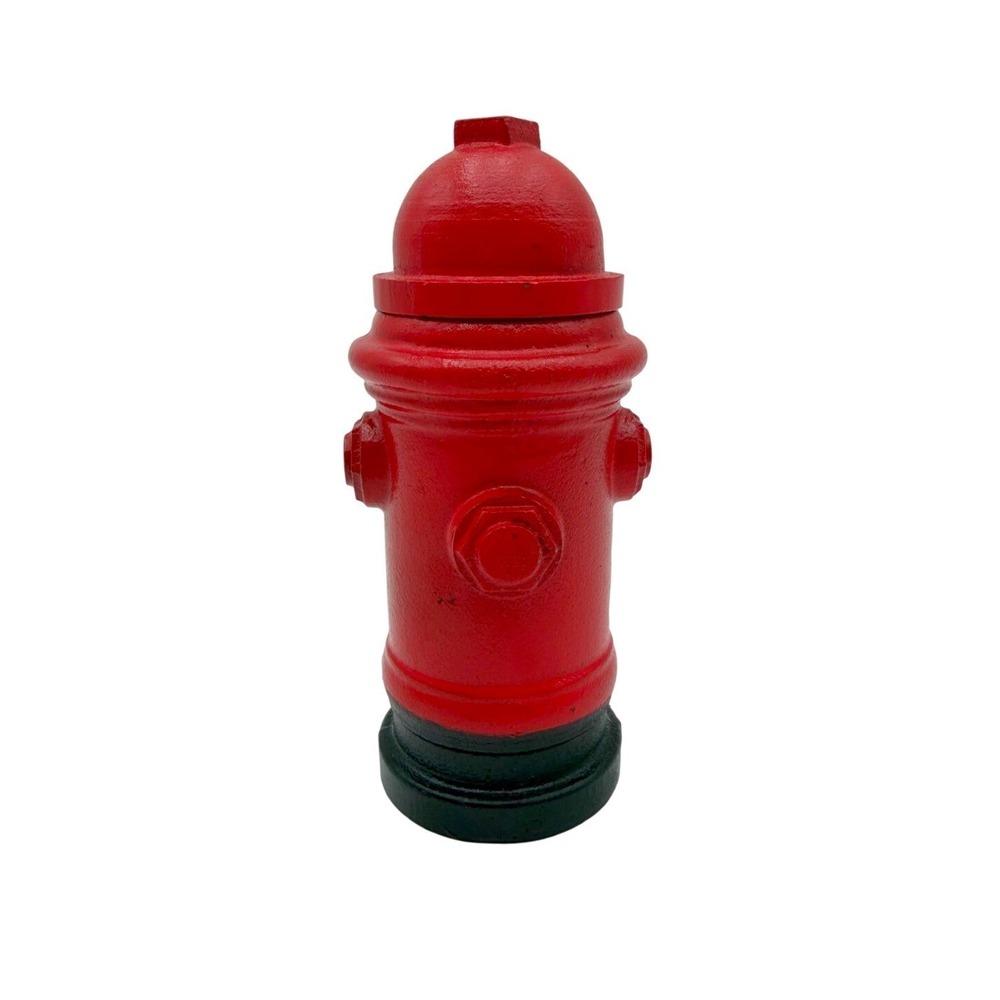 VTG Cast Iron Fire Hydrant Trinket Coin Bank Stash Box Heavy Red Desk Decor 7"